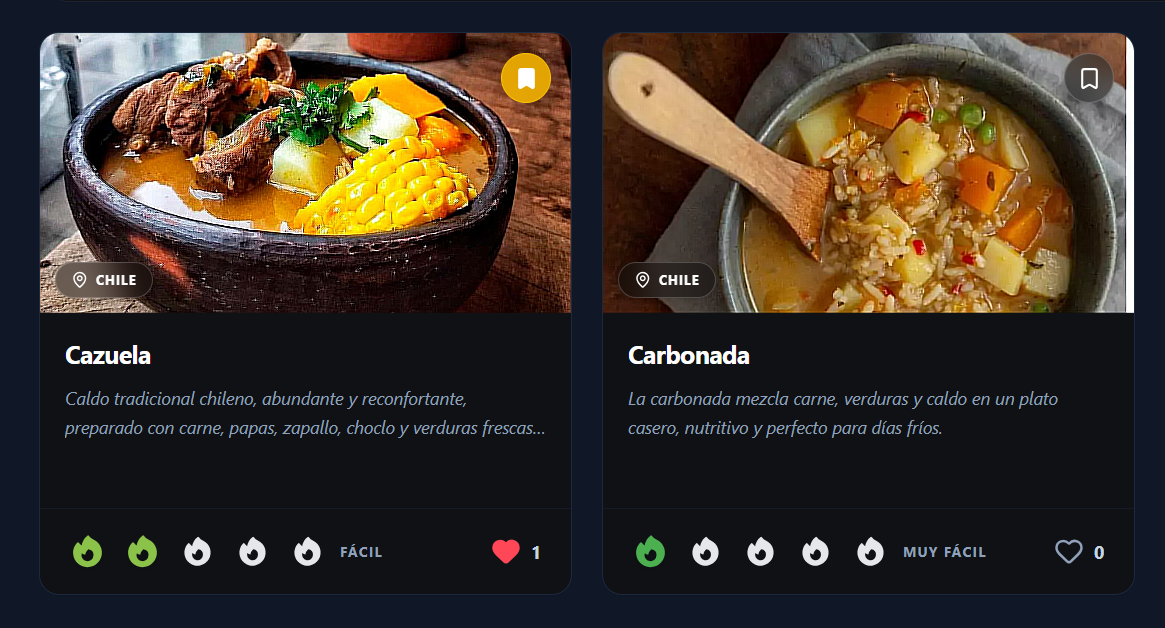 Carta de recetas